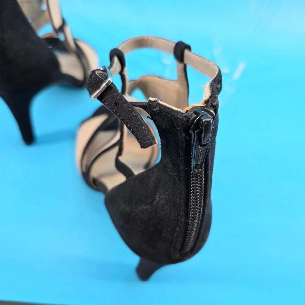 Rialto Ria Womens Black Beige Strappy Caged Dress Sandals Heels Size‎ 9M R6863Z